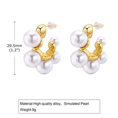 1 Pair Simple Style Classic Style Solid Color Plating Inlay Zinc alloy Artificial Pearls 18K Gold Plated Ear Studs