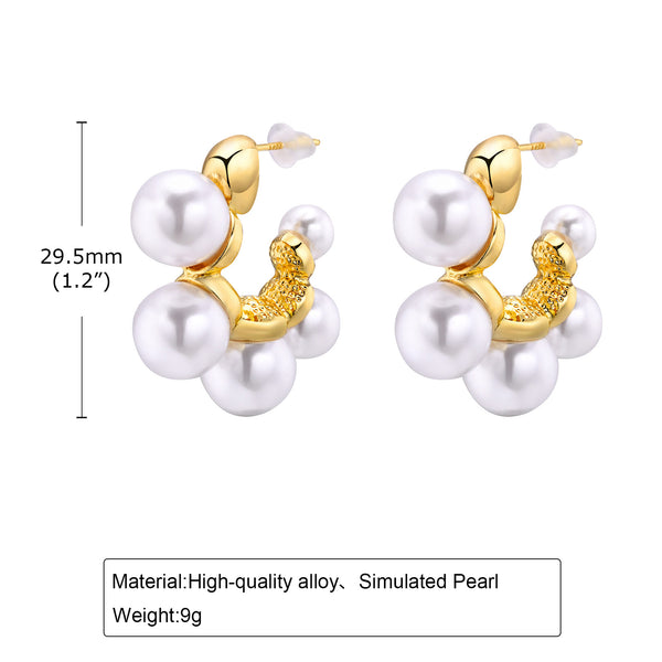 1 Pair Simple Style Classic Style Solid Color Plating Inlay Zinc alloy Artificial Pearls 18K Gold Plated Ear Studs