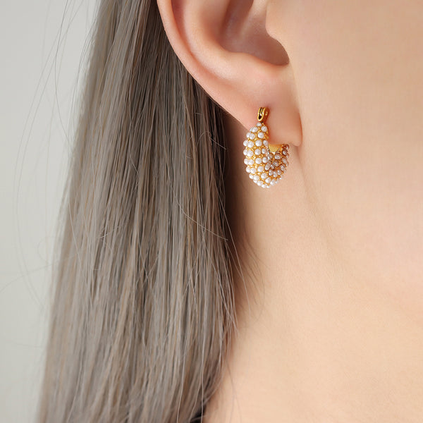 1 Pair Elegant Baroque Style U Shape Plating Inlay 304 Stainless Steel Artificial Pearls 18K Gold Plated Earings