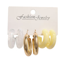 1 set fashion c shape pearl alloy resin earrings
