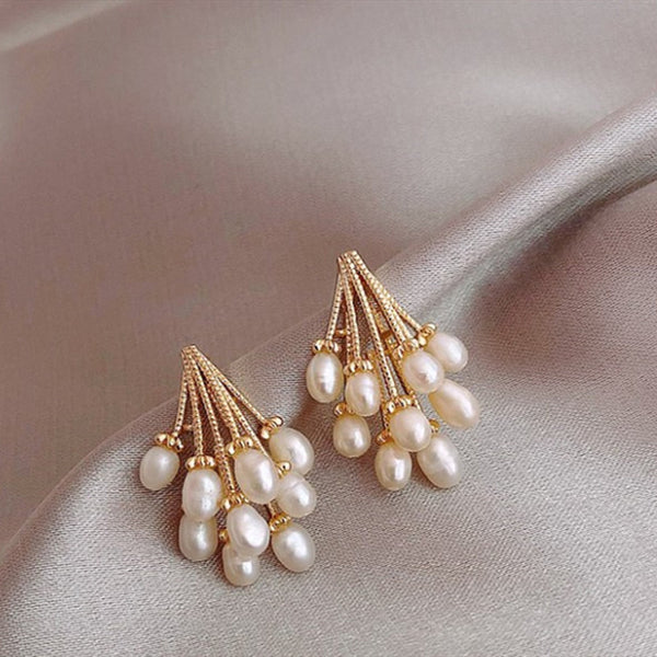 1 pair elegant geometric plating inlay alloy artificial pearls gold plated ear studs