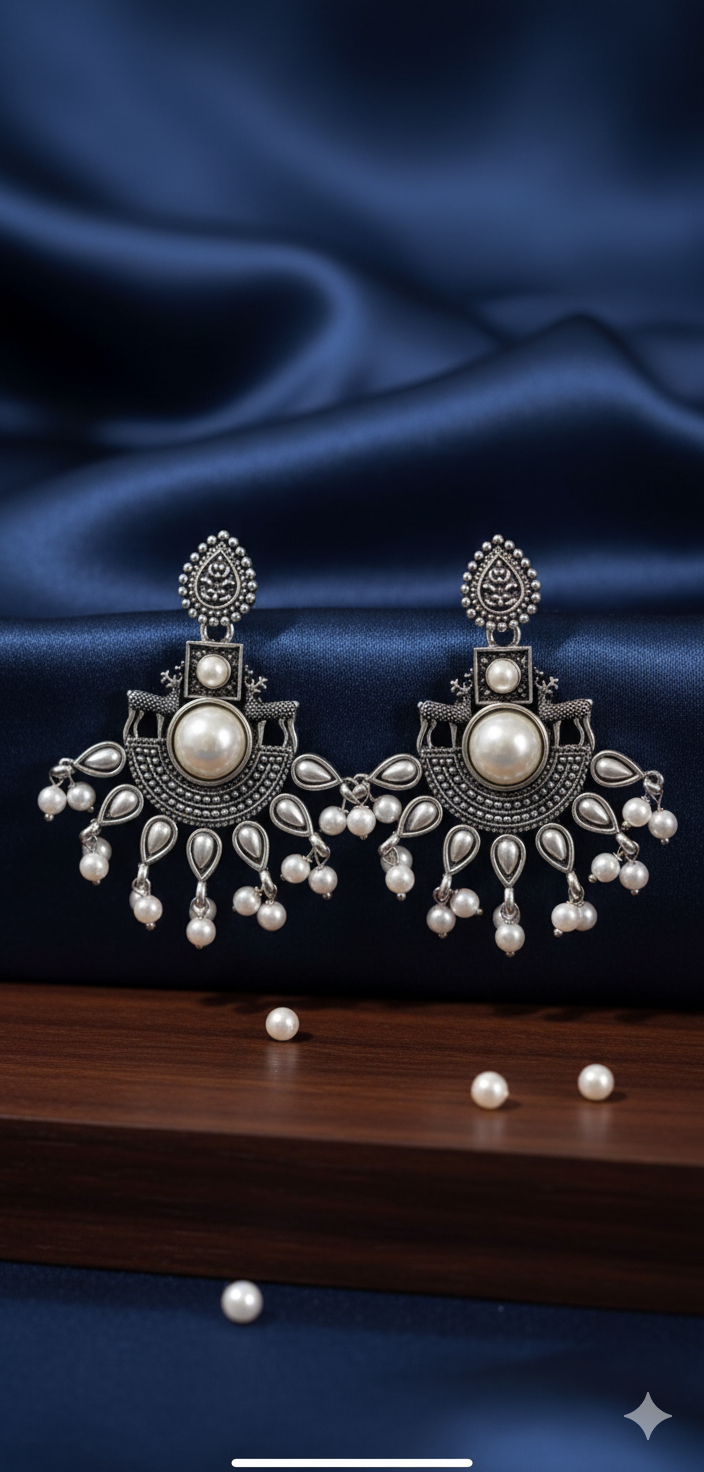 Deer design oxidized earrings