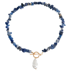 fashion irregular alloy turquoise pearl plating women's pendant necklace 1 piece
