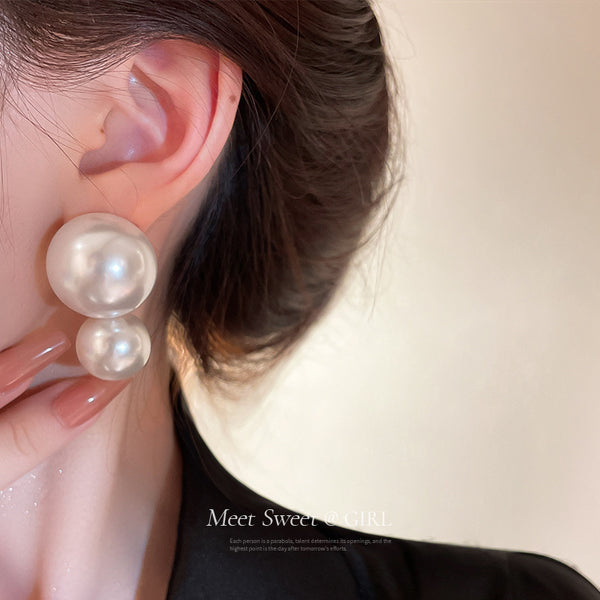 Fashion heart shape flower alloy inlay rhinestones pearl women's ear studs