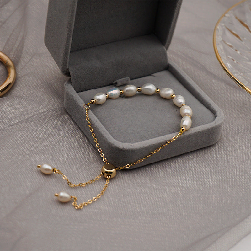 Fashion round pearl titanium steel bracelets 1 piece