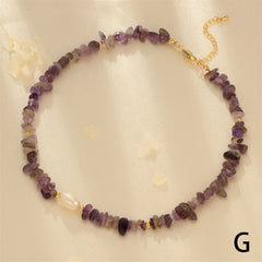 Simple style irregular freshwater pearl stone beaded plating 18k gold plated choker