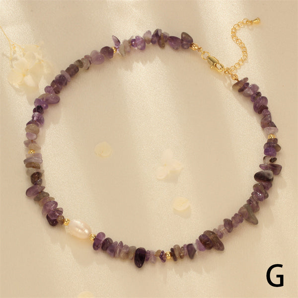 Simple style irregular freshwater pearl stone beaded plating 18k gold plated choker