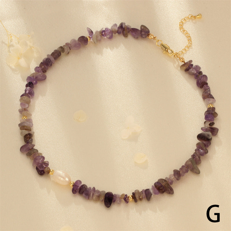 Simple style irregular freshwater pearl stone beaded plating 18k gold plated choker